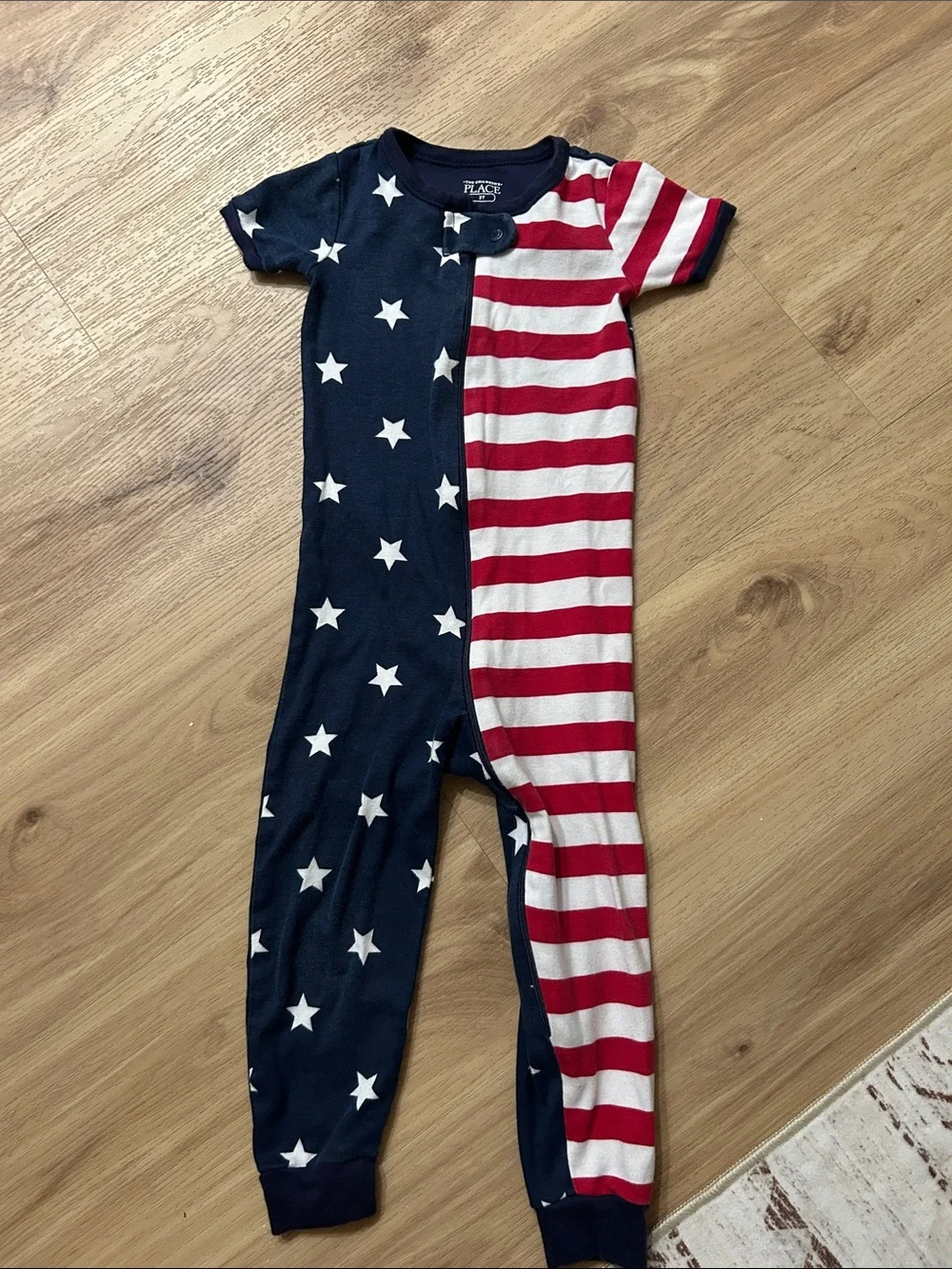 The Children's Place Navy & Red Stars and Stripes One-Piece. 4th of July